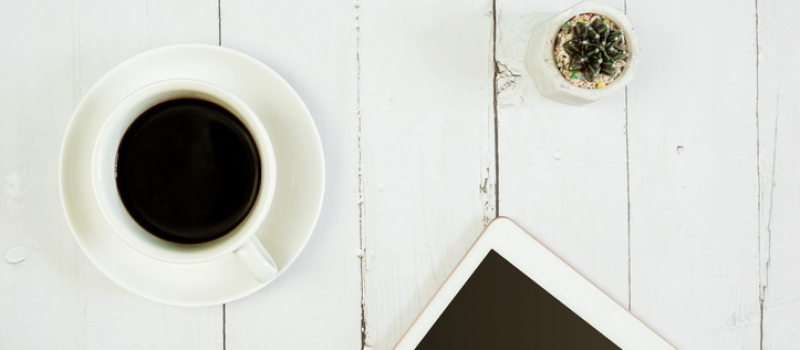 cup of coffee on a kitchen table